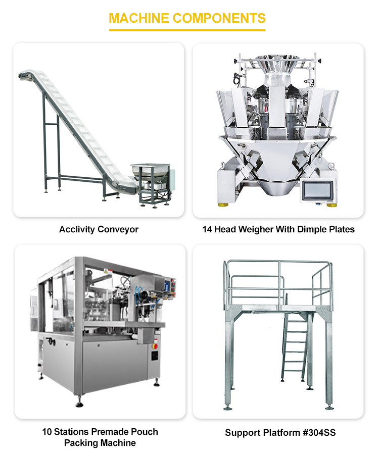 High efficiency automatic cashew nut peanut zipper premade bag packaging machine price