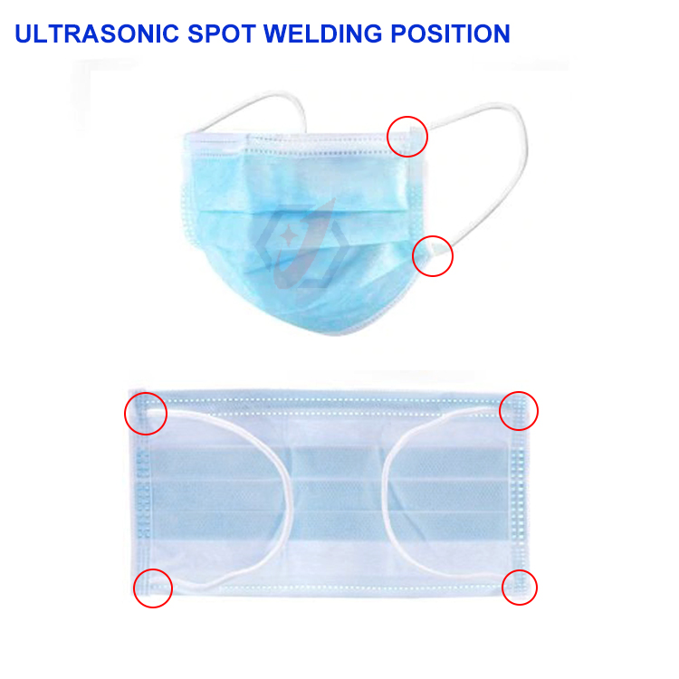 surgical face mask with ear loop ultrasonic ear loop cutting spot welding machine