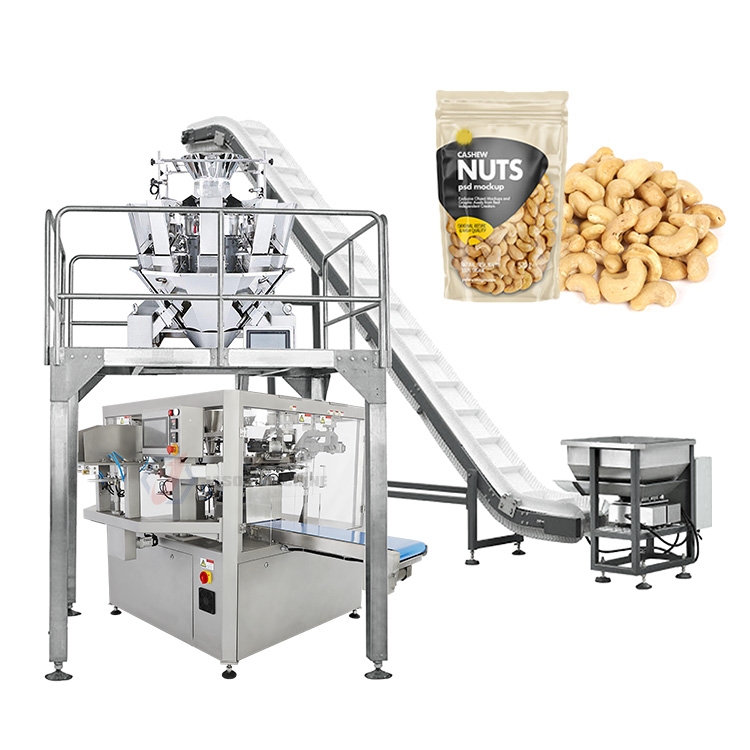 High efficiency automatic cashew nut peanut zipper premade bag packaging machine price